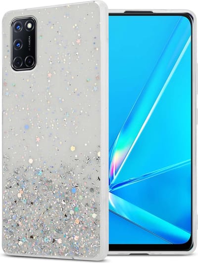 Cadorabo Hoesje geschikt voor Oppo A92 in Transparant met Glitter - Beschermhoes van flexibel TPU silicone met fonkelende glitters Case Cover Etui