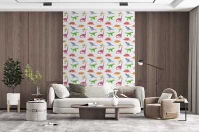 Behang - Fotobehang Patronen - Dino - Kinderen - Jongens - Kleuren - Kids - Jongen - Breedte 165 cm x hoogte 220 cm