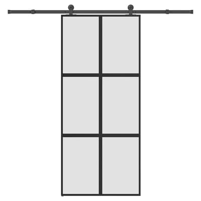 vidaXL - Schuifdeur - met - beslag - 90x205 - cm - gehard - glas - en - aluminium