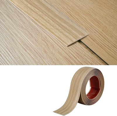 Overgangsstrip voor PVC Vloeren - 2mm Dikte × 5cm Breed, Zelfklevende Deurstrip, Decoratieve Scheidingsstrip voor Laminaatvloeren (2 m, Beige Houtstructuur)