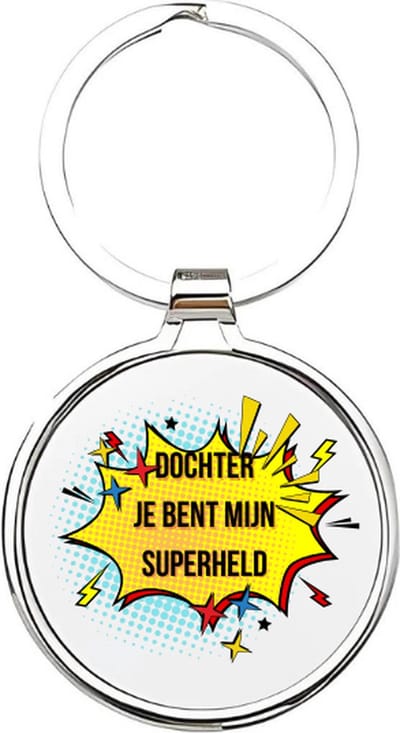 Akyol - Dochter je bent mijn superheld Sleutelhanger - dochter - De liefste dochter - Dochter sleutelhanger - kind sleutelhanger - Sleutelhanger dochter - Familie sleutelhanger - cadeautje - Dochter cadeau - girl - de liefste dochter - 4 x 7,5 CM
