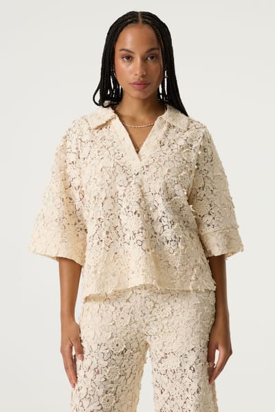 GARCIA Dames Effen Blouse Wit 3/4 sleeve