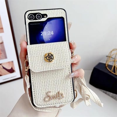 Crossbody leren portemonnee telefoonhoesje voor Samsung Galaxy Z Flip 6 5 4 3 Flip6 Flip4 Flip4 Flip3 met kaarthouder beschermhoes For Galaxy Z Flip6