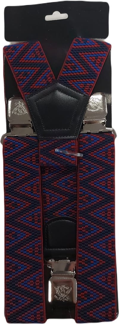 Bretels | Kleur: Rood - Blauw - Zwart Zigzag | Bretels Heren Volwassenen | Stevige Clips | Sterke Clips | Brede Clips | One Size Fits All