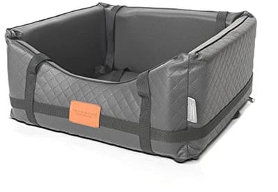 Hondenautostoel van Kunstleer - Comfortabele Hondenstoel voor Auto, Geschikt voor Voor- en Achterbank, L (65 x 55 x 25 cm), Donkergrijs