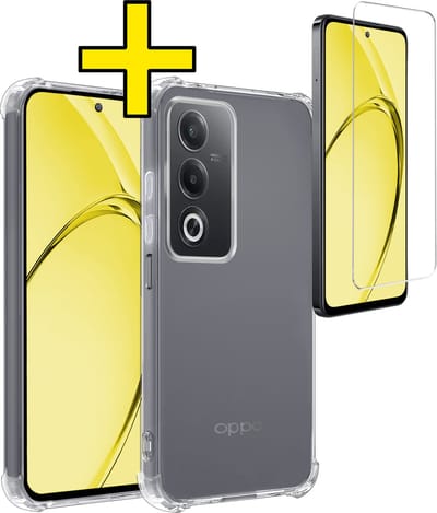 Hoesje - Met Screenprotector - Geschikt voor OPPO A80 - Sterk & Shockproof - Siliconen Case - Back Cover - Telefoon Hoes - Shock Proof - Telefoonhoesjes - Transparant