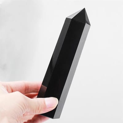 8-15 Cm Natuurlijke Obsidiaan Enkelpuntige Zeshoekige Prisma Kristallen Punt Staaf Toren Zuil Huisdecoratie Cadeau Stenen Ornament