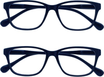 Leesbril 2 Stuks - Lezers - Comfortabel Lezen - Veer Scharnieren - +100 Sterkte - Marineblauw