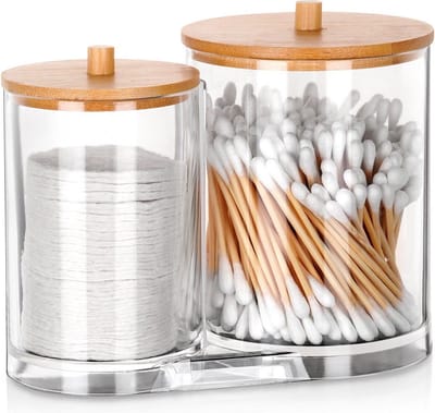 Wattenschijfjes en Wattenstaafjes Houder - Wattenschijfjeshouder - Dispenser - Make Up Remover Pads - Wattenstaafjeshouder
