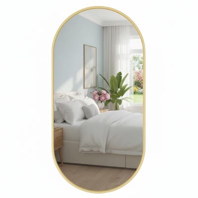 Dailygoods- Wandspiegel Ovaal - Metalen Frame - Modern Design - Wandmontage - 80 x 40 cm - Stijlvol en Functioneel - Spiegel
