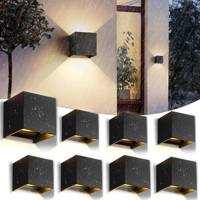 Buitenlamp LED - Wandlamp Waterdicht - Terras Verlichting - Verstelbare Lichtrichting - 8 Stuks Pakket - Warm Wit