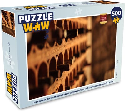 Puzzel Flessenrek in een ondergrondse wijnkelder in het Spaanse Ribera del Duero - Legpuzzel - Puzzel 500 stukjes