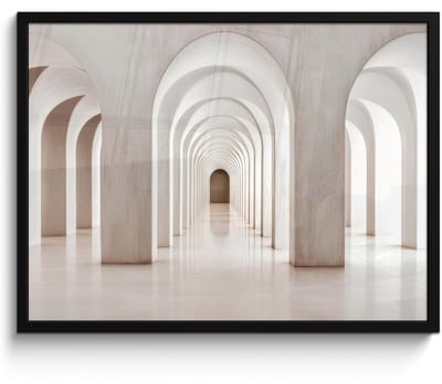 Poster in lijst - Fotolijst 80x60 cm - Posters - Hal - Bogen - Symmetrisch - Modern - Posterlijst zwart - Decoratie - Wanddecoratie woonkamer - Muurdecoratie slaapkamer