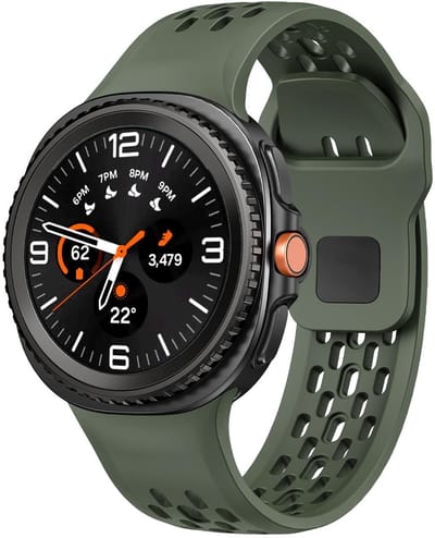 Siliconen bandje - geschikt voor Samsung Galaxy Watch 8 (40mm) / Galaxy Watch 8 (44mm) / Galaxy Watch 8 Classic - gaatjes met druksluiting - army groen