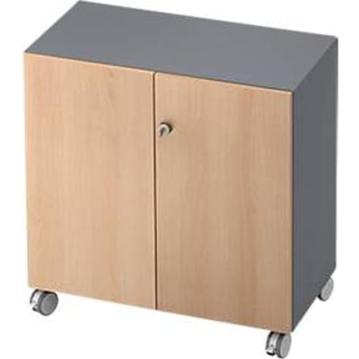 TOPAS LINE rolkast, 2 dossierhoogtes, afsluitbare deuren, grafiet/eiken decor