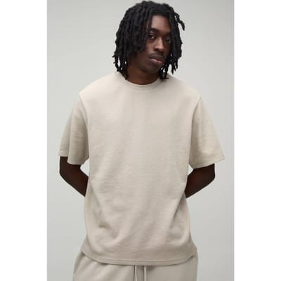 Essentieel Regular Fit Wafel T-shirt | Stone | Size XS
