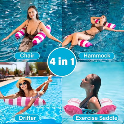 Thijox - 2 Stuks Opblaasbare Waterhangmat 4-in-1 - Luchtmatras voor Zwembad, Lounge en Relaxen - Inclusief 2 Hoofdsteunen - Ideaal voor Volwassenen en