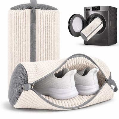 BOTC Waszak schoenen - 2 stuks - Herbruikbaar - Wasmachine&Droger - voor Sneakers en Tennisschoenen - Beige en zwart