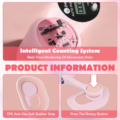 Dijbeentrainer Bekkenbodemtrainer - Heup Trainer - Vormen Spieren - Digitaal Display - 21 cm - Roze