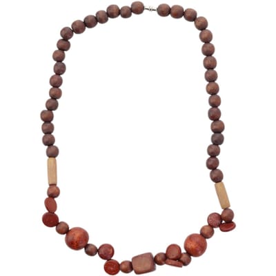 Behave – ketting met houten kralen en platte accenten – raw stijl