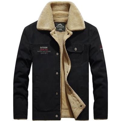 Heren Winter Grote Maat Losse Katoengevoerde Jas Heren Mode Fluweel Verdikt Multi-zak Gereedschap Revers Katoengevoerde Jas 4XL black