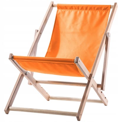 KADAX Ligstoel, strandstoel van hout, zonnebed tot 120 kg, ligstoel van beukenhout, houten klapstoelen, strandstoel, klapstoel voor strand, houten ligstoel (oranje)
