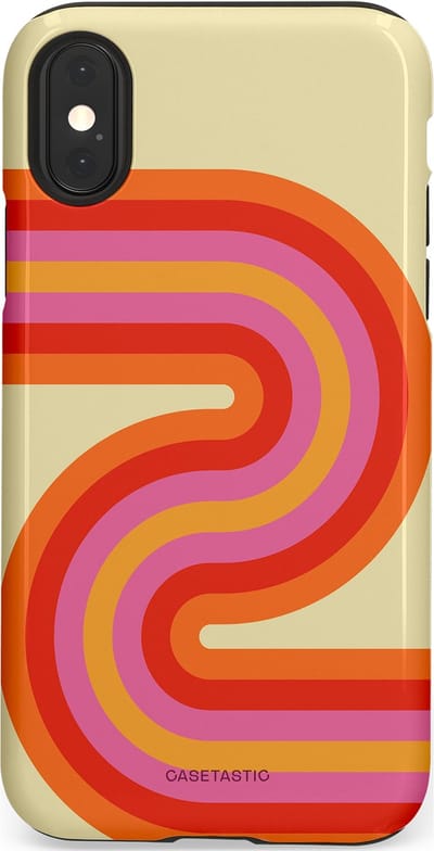 Casetastic hoesje geschikt voor Apple iPhone X / Apple iPhone XS - Dubbellaagse bescherming - Retro wave - Fashion Case - Zand Rood Oranje Roze
