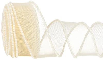 Dailygoods- Kunstparelband 5,4 m x 49 mm - Organza Net - Draadkralenrand - Decoratieband - Bruiloft/Verpakking - Elegant Pareldesign