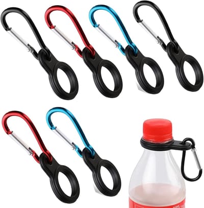 Set van 6 Siliconen Waterfles Bevestigingsclips met Carabiner - Handige en Veilige Clips voor Fietsen, Kamperen en Wandelen