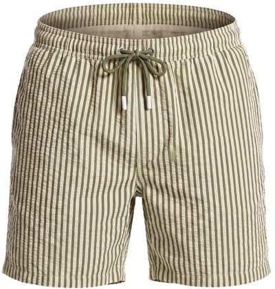 Zwemshort Paros Seersucker - Crème/Olijfgroen - Maat 3XL - Zwemshort Heren Creme - Swimwearclub