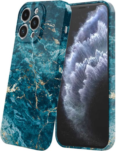 Smartphonica Telefoonhoesje Geschikt voor iPhone 11 Pro met Blauw Goud Marmer Opdruk - Flexibel Softcase TPU - Backcover Case Blue Gold Marble Design geschikt voor iPhone 11 Pro