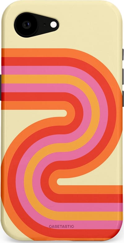 Casetastic hoesje geschikt voor Apple iPhone 16e / Apple iPhone 17e - MagSafe - Dubbellaagse bescherming - Retro wave - Fashion Case - Zand Rood Oranje Roze