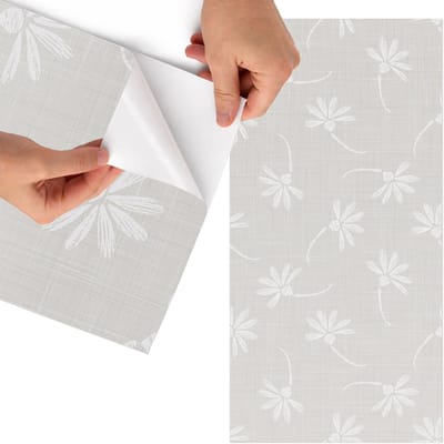 Tulup Meubelfolie - Bloemenpatroon Wrapfolie Keuken - 75x150 cm - Grijs Meubelfolie - Plakfolie Meubels - Minimalist Meubelfolie - Decoratiefolie Zelfklevend - Slaapkamer decoratie - Bloemen en planten