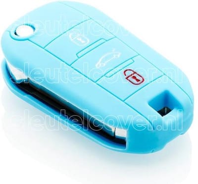 Autosleutel Hoesje geschikt voor Citroën - SleutelCover - Silicone Autosleutel Cover - Sleutelhoesje Lichtblauw
