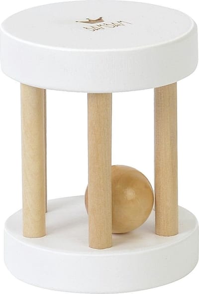 BAMBAM Houten Rammelaar - Wit - Baby cadeau