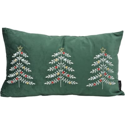 Velvet Tree Groen Kerst Kussenhoes | 30 x 50 cm | Fluweel/Polyester