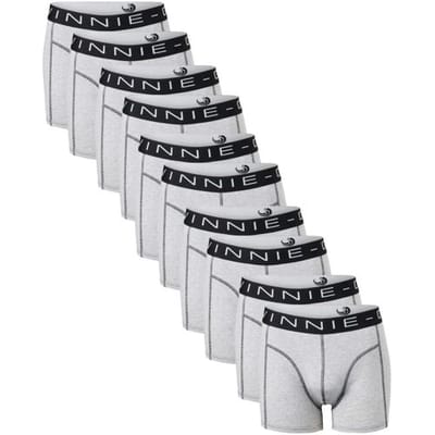 Vinnie-G Boxershorts - 10 stuks - Grey Melange Stitches - Maat S - Heren Onderbroeken - Geen irritante Labels - Katoen heren ondergoed