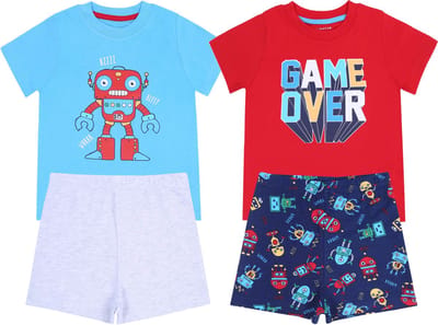 2 x Blauwe en rode robotpyjama