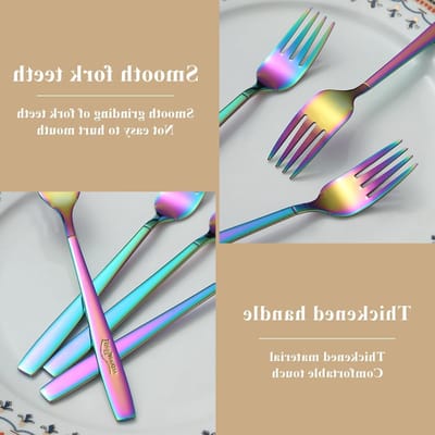 Kleurrijke Titanium Dessert- en Fruitvorken - 12 Stuks RVS, Ideaal voor Thuis, Restaurant en Feestjes