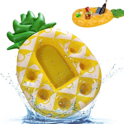 Drijvende Bekerhouder - Zwembad Drinkhouder - 70 x 50 cm - Opblaasbare Drankkoeler met 6 Vakken - Koelruimte voor IJs & Snacks - Drinkhouder Zwembad - Pool Float - Voor Zomerfeest & Strand - Drijvende Bar - Blauw - Inclusief Koelvak