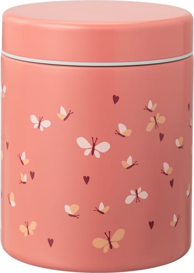 FreskThermos Lunchbox 500 ml - RVS Voedselcontainer – BPA-vrij – Lekvrije dop – Thermosbeker – Food Jar tot 6 Uur Warm – Lunchpot - Voedselpot - Roze - Butterflies
