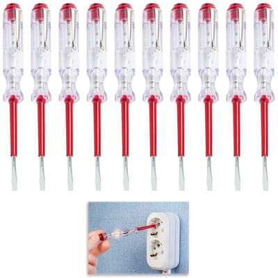 Set van 10 Fase Testers en Schroevendraaiers, 100V-500V Spanningstesters, Robuuste Elektricien Schroevendraaiers met Pocket Clip, Ideaal voor Huishoudelijk Gebruik en Klussen