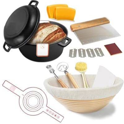Gietijzeren Oven - Hollandse Pan - Brood Bakken - Inclusief Bakgerei - 5 Liter - Zwart