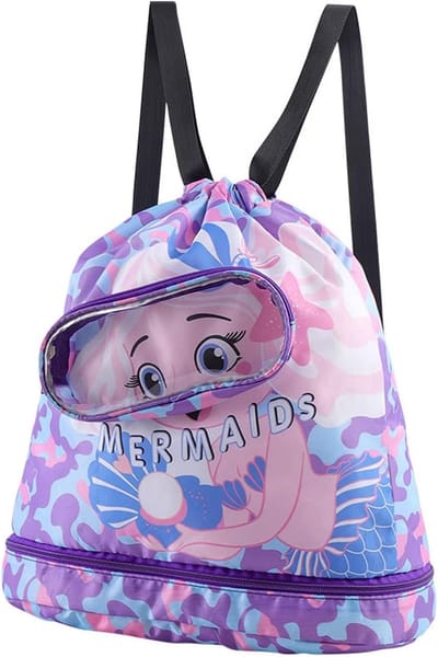 SnelShoppen - Waterdichte Tas met Trekkoord voor Kinderen, Zwemtas met Droognatte Scheiding, Gymtas, Zwemrugzak met Ritssluiting, Strandtas voor Meisj