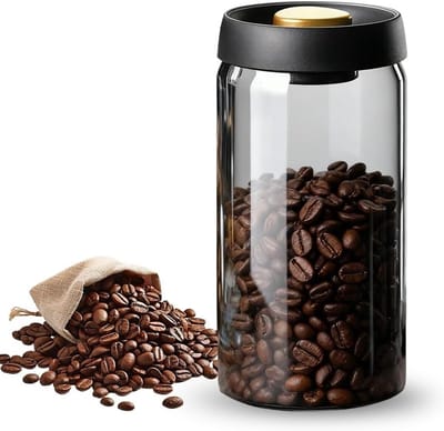 Luchtdichte Koffiecontainer 1800ml voor Koffiebonen, Thee en Noten - Duurzaam en Vochtbestendig Opslagblik met Vacuümdeksel