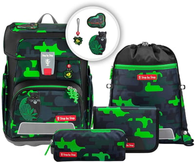 Step by Step schooltas Cloud Schulranzen-Set 5-delig Black Cat Chiko groen