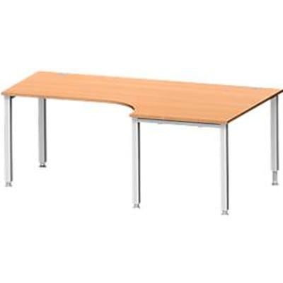 Schäfer Shop Genius hoekbureau MODENA FLEX 90°, aanbouw rechts, 4-poots vierkante buis, B 2000 mm, beuken/wit