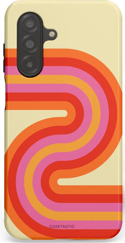 Casetastic hoesje geschikt voor Samsung Galaxy A26 - Dubbellaagse bescherming - Retro wave - Fashion Case - Zand Rood Oranje Roze