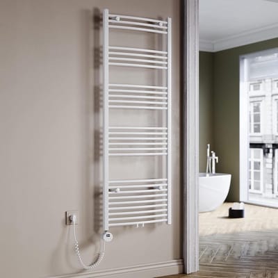 Badkamerradiator Elektrisch - Handdoekwarmer Handdoekdroger - Badkamer Verwarmen - Gebogen Paneelontwerp - 1640 x 600 mm - Wit