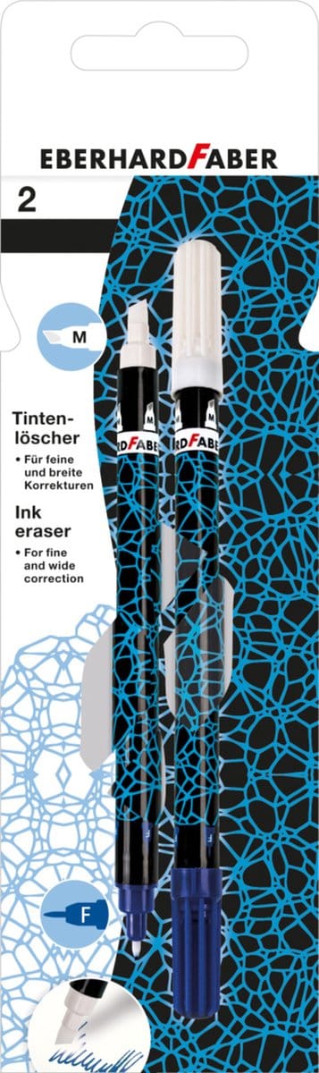 Eberhard Faber inktwisser - M - blauw/ zwart motief - 2 stuks op blister - EF-582192